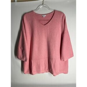J.Jill Pure Jill Pink Boxy Oversized 3/4 Sleeve Cotton Silk Wool Knit Top Medium